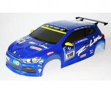CARSON 1:10 Body VW Scirocco, Decal, blue CV-10 ( Malet ) 190 mm.